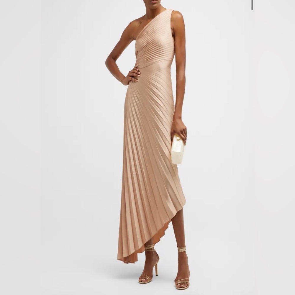 A.L.C.
Delfina Pleated Long Asymmetric One-Shoulder Dress